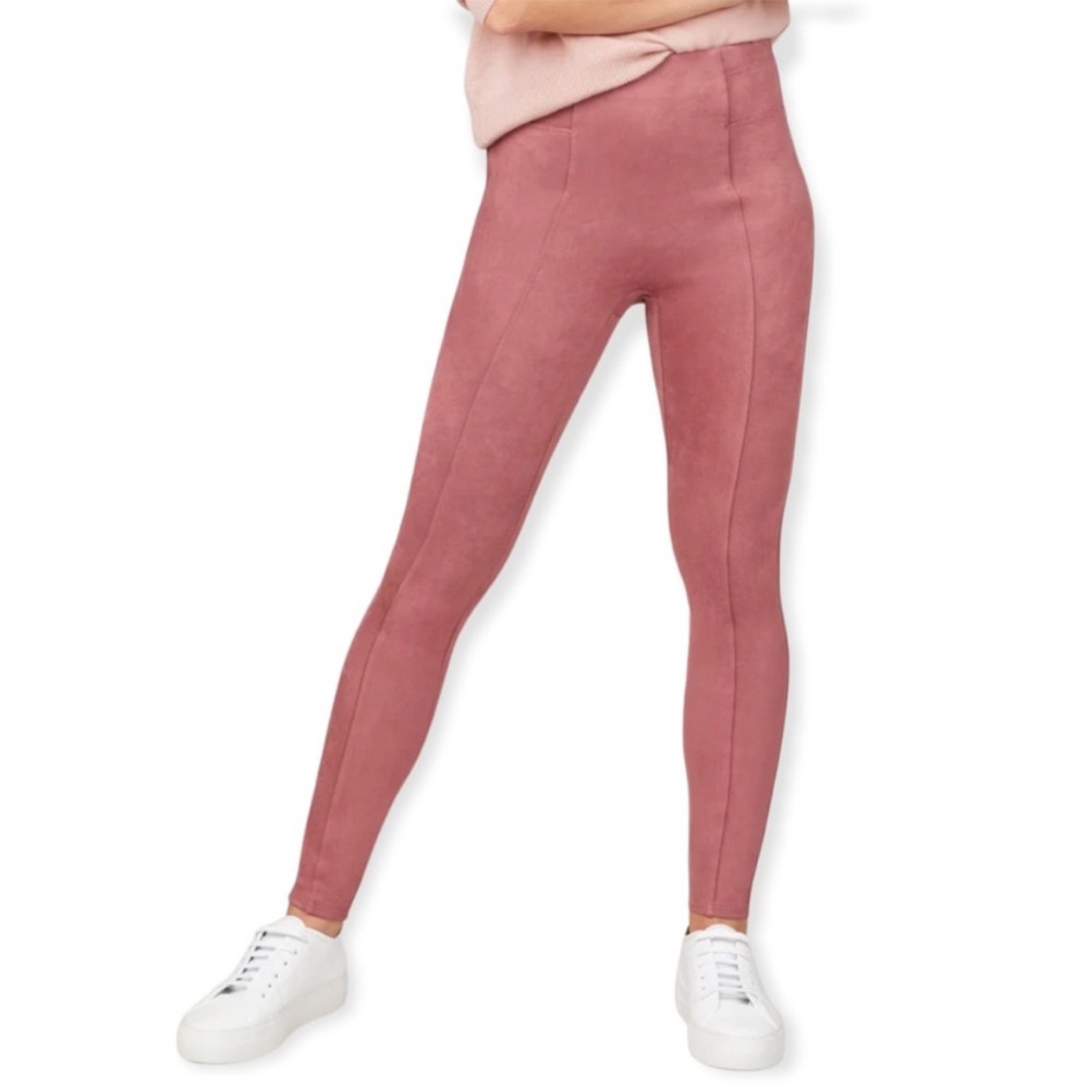 Spanx Faux Suede Leggings in Color Rich Rose medium petite